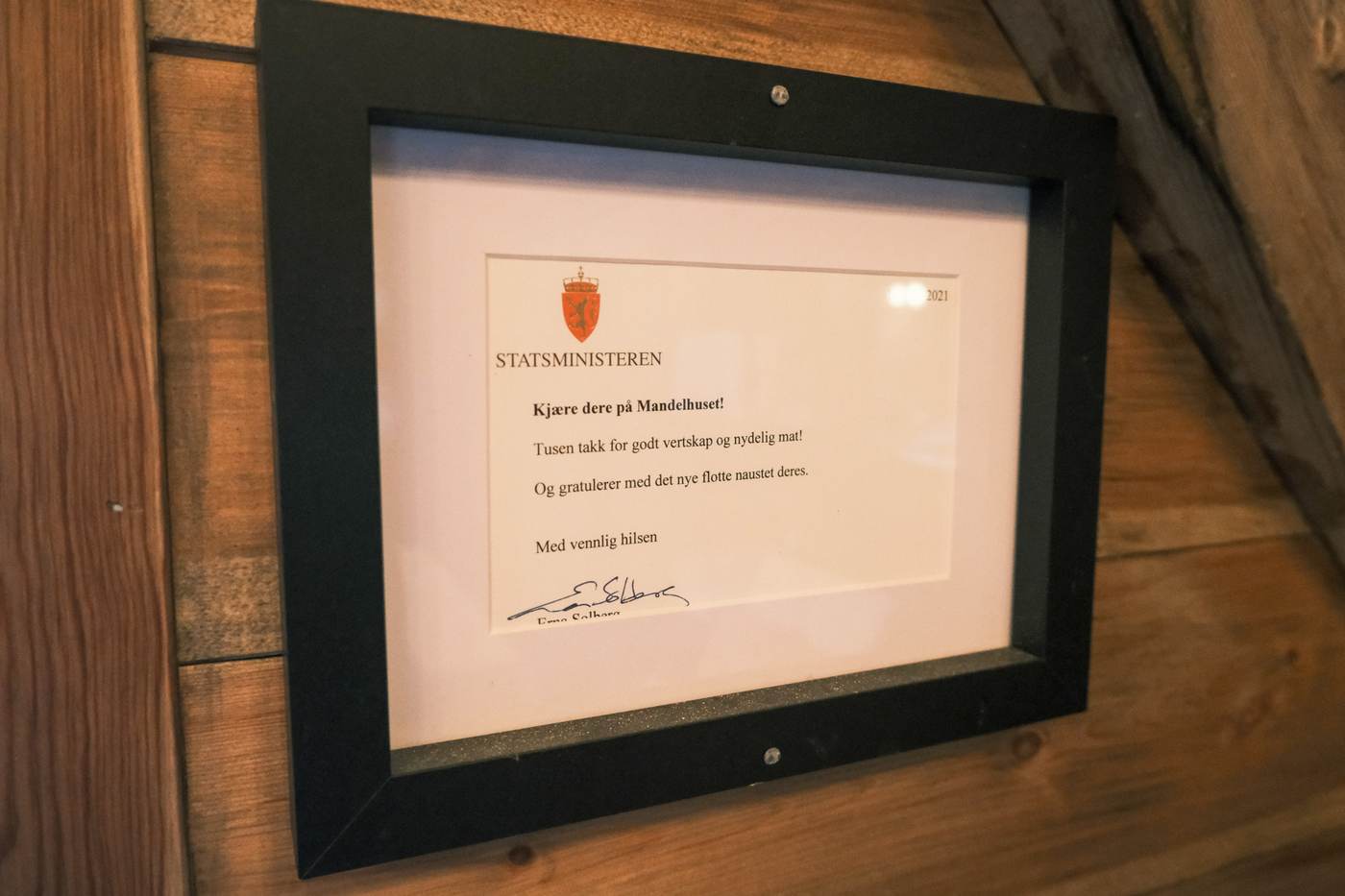 Innramma helsing frå statsministeren
