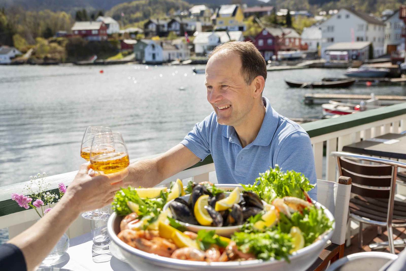 Shellfish platter by the water